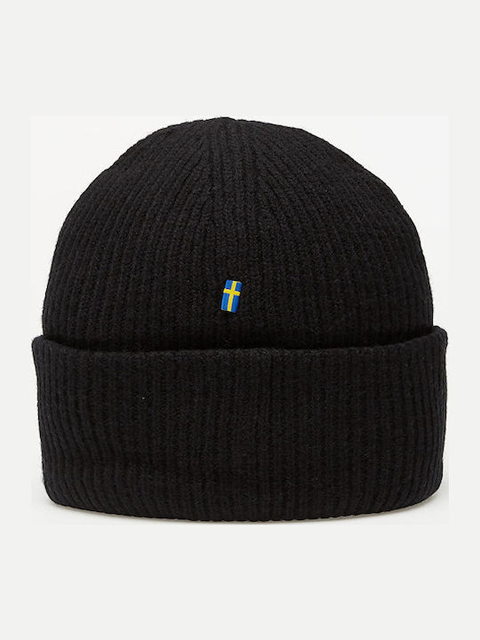 1960 Logo Beanie Ανδρικός Σκούφος με Rib Πλέξη σε Μαύρο χρώμα