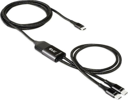 Club3D Braided USB 2.0 Cable USB-C male - USB-C 100W Μαύρο 1.83m (CAC-1527)