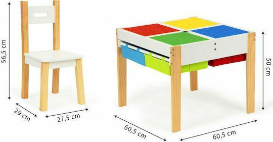 Set Masă cu Scaune pentru Copii din Lemn Multicolor Ecotoys