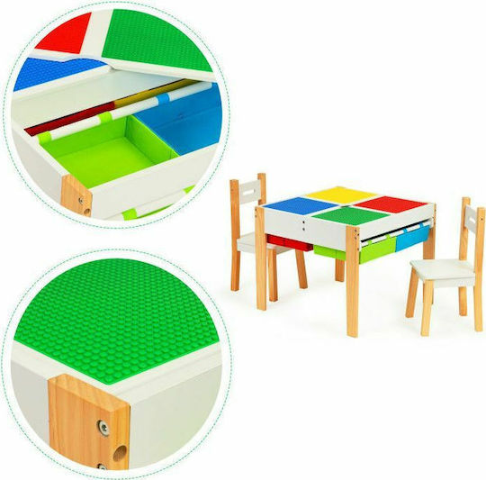 Set Masă cu Scaune pentru Copii din Lemn Multicolor Ecotoys