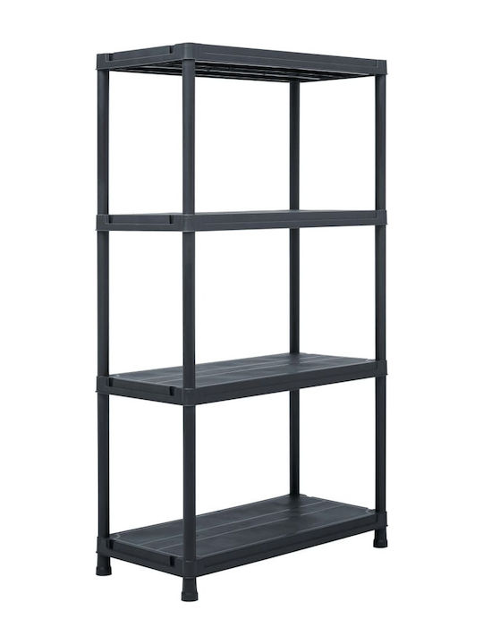 Plastic Outdoor Shelving Unit with 3 Shelves Black 60x30x138cm