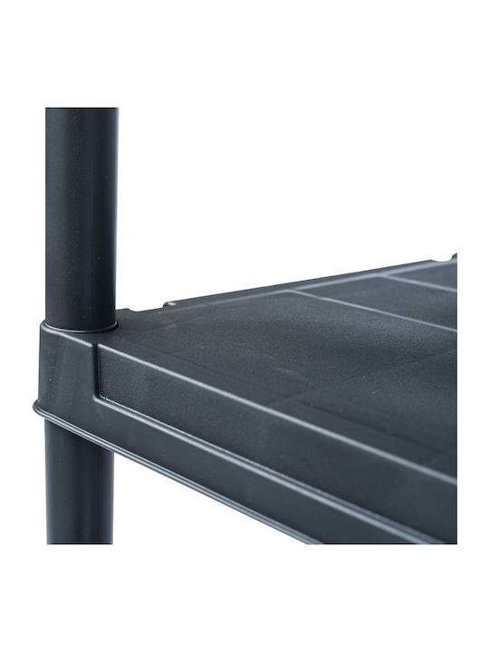 Plastic Outdoor Shelving Unit with 3 Shelves Black 60x30x138cm