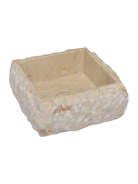 vidaXL Надеждна мивка Камък 30x30x13см Бежов