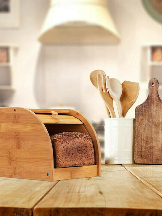 Relaxdays Ψωμιέρα με Καπάκι Ξύλινη σε Καφέ Χρώμα 20.2x27x18.2cm