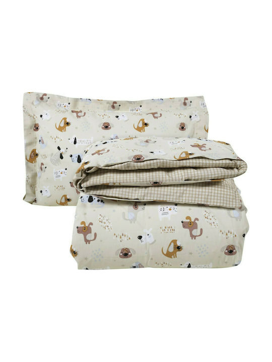 Das Home 4766 Set Kids Duvet Cover Single with Pillowcase Cotton Beige 160x240cm