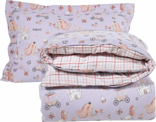 Das Home 4764 Set Kids Duvet Cover Single with Pillowcase Cotton Purple 160x240cm