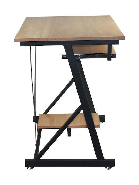 Computer Office Unit Wooden Black / Sonoma with Metal Legs 70x55x75cm