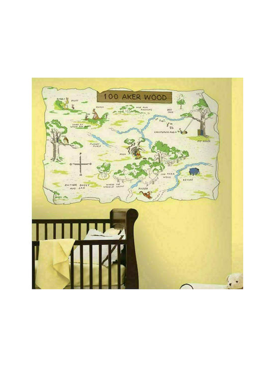 Детска стикерна за стена Стена Wood Map