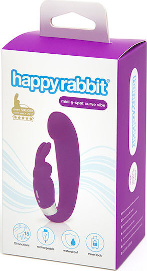 Happy Rabbit G-Spot Clitoral Curve Vibrator Вибратор Заек Лилаво