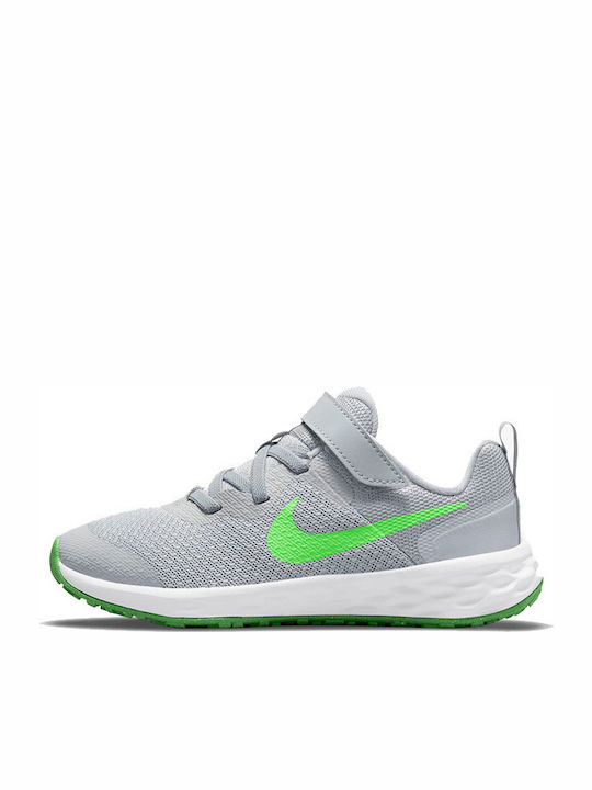 Revolution 6 Kids Sports Shoes Running with Hoop & Loop Closure Lt Smoke Gray Green Strike Dk Smoke Gray