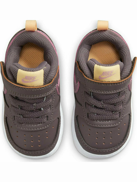 Court Borough Low 2 Kids Sports Shoes with Hoop & Loop Closure Violet Ore Pink Glaze Melon Tint