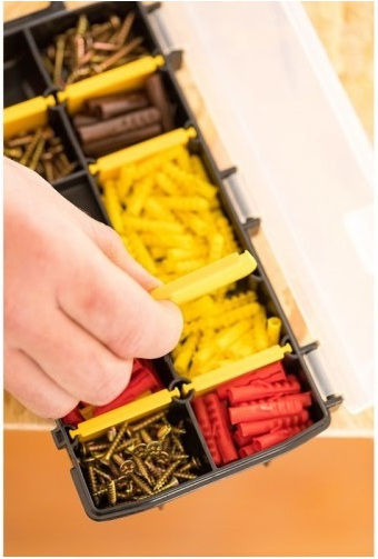 Stanley Tool Compartment Organiser 10 Slot Adjustable Black 21x11.5x3.5cm