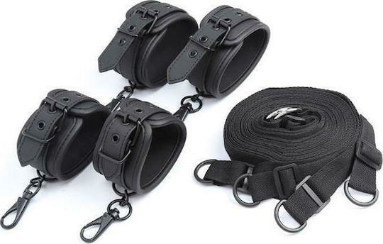 IntoYou Black Shadow Vegan Leather Bed Restraints Set Σετ για Δέσιμο στο Κρεβάτι σε Μαύρο Χρώμα