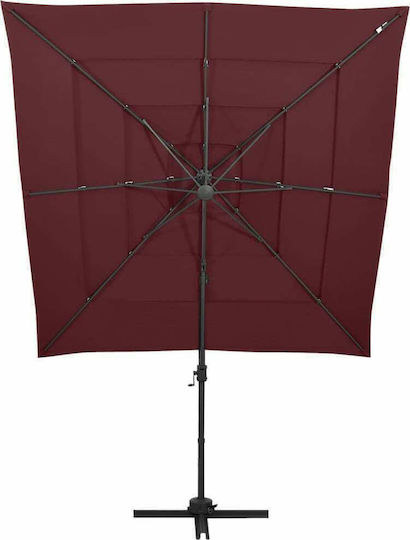 Quadratischer Aluminium-Burgunder Garten- und Terrassen-Sonnenschirm 2,5x2,5 m