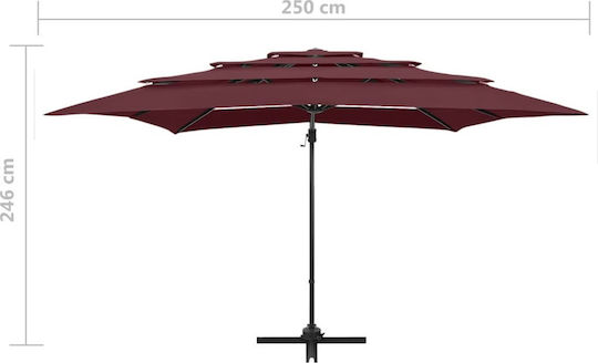 Quadratischer Aluminium-Burgunder Garten- und Terrassen-Sonnenschirm 2,5x2,5 m