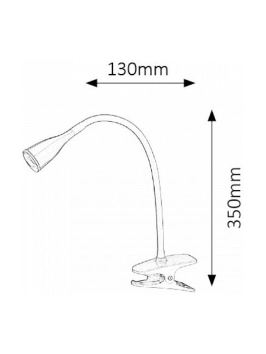 Rabalux Jeff LED Office Lamp with Flexible Arm and Clip in White Color