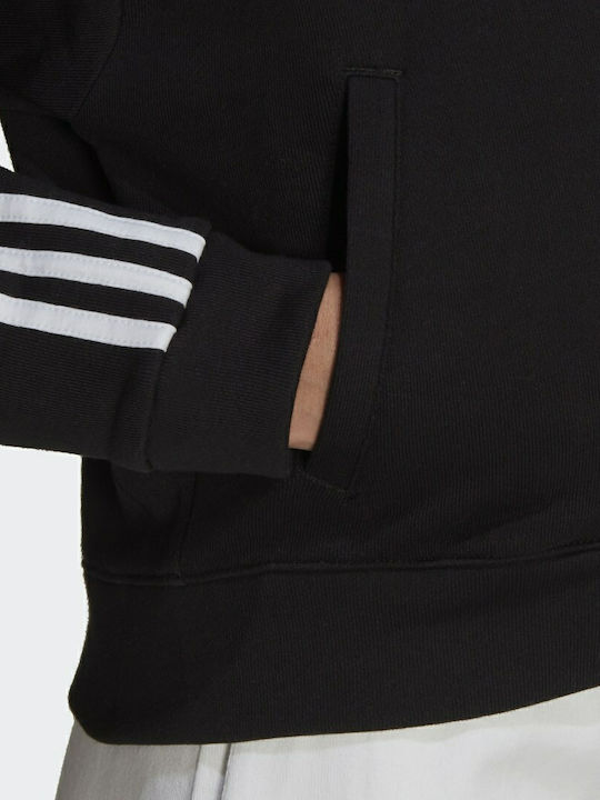 Cropped Women's Sweatshirt Jacket Hooded Black