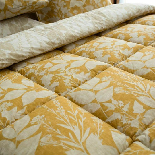 Vesta Home Duvet Cover Set Cotton Double with 2 Pillowcases 200x240 Laura 2 Mustard