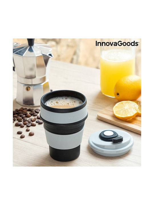 InnovaGoods Flahsie Becher Kunststoff mit Deckel Gray 350ml