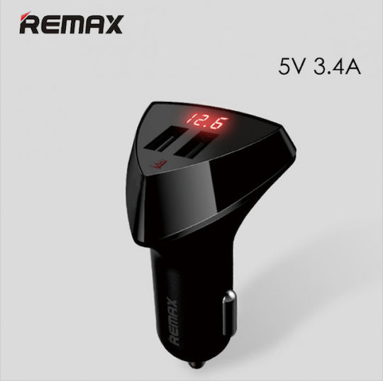 Remax Car Charger 3.4A with Ports: 2xUSB Black Color