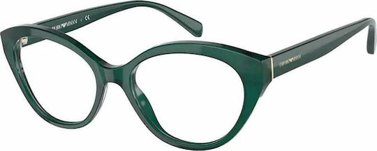 Emporio Armani Women's Acetate Cat Eye Prescription Eyeglass Frame Green EA3189 5127