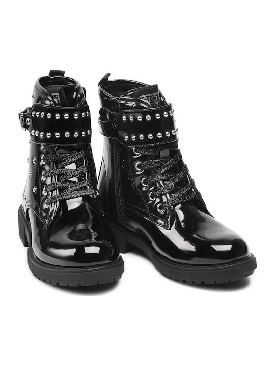 64002 Kids Boots from Patent Leather with Zipper Black