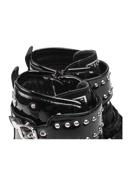 64002 Kids Boots from Patent Leather with Zipper Black