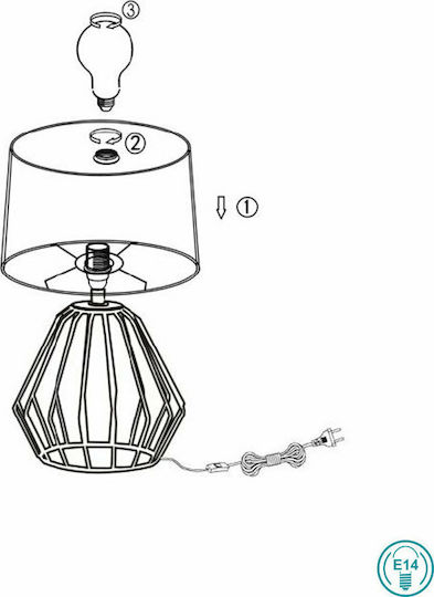 Trio Lighting Chuck Metal Table Lamp for Socket E14 with Black Shade and Base