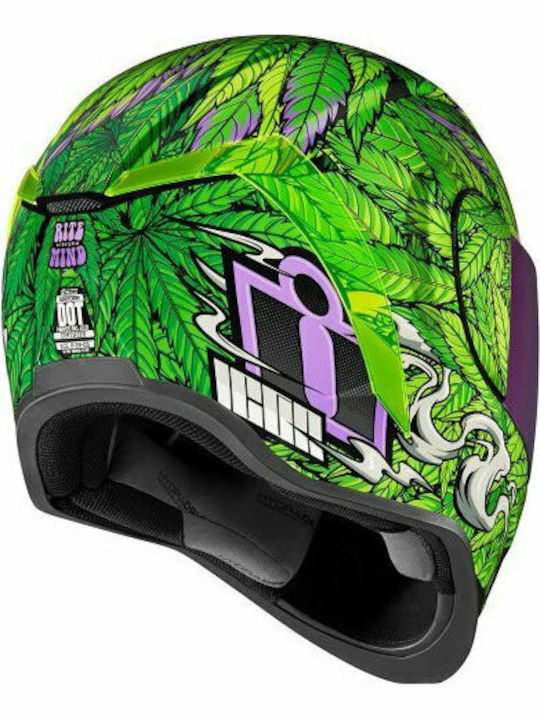 Icon Airform Ritemind Glow Green Casca Moto Față întreagă DOT ECE 22.05