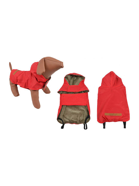 Woofmoda 933-1101 Red Waterproof Dog Coat with Hood with 50cm Back Length