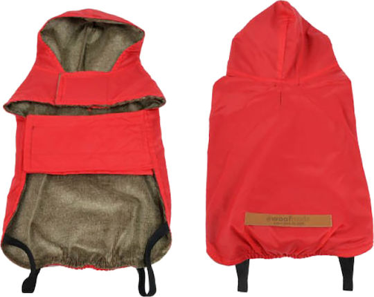 Woofmoda 933-1101 Hundemantel Wasserdicht Kapuzen Rot mit Rückenlänge 50 cm.