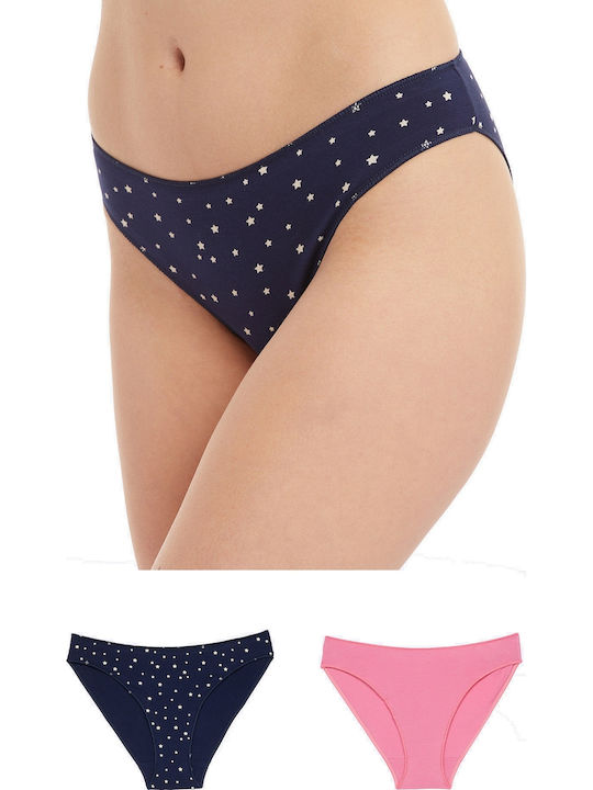 Minerva Miss Rio Γυναικεία Slip 2Pack Navy Blue/Pink