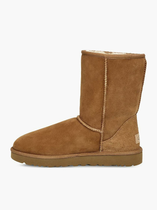 Suede Snow Boots with Fur Classic Short II Chestnut