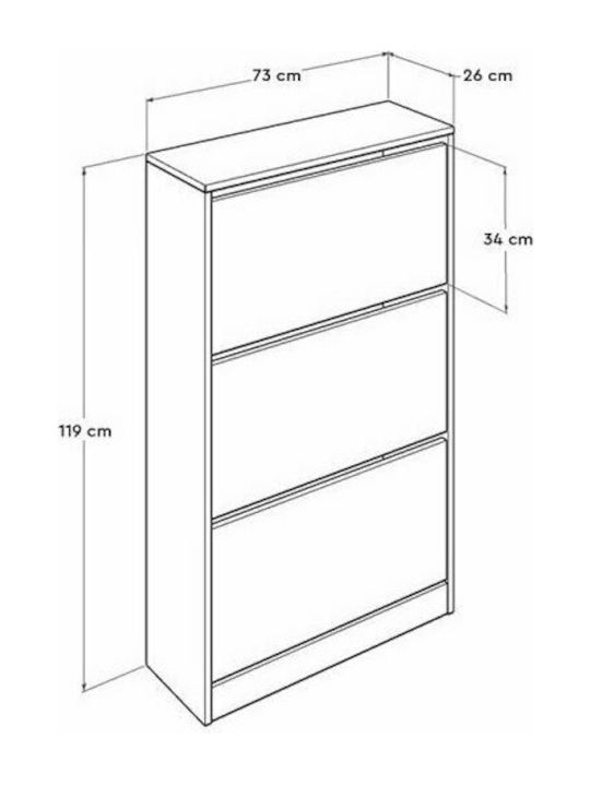Suport pentru pantofi Flat Duo cu 3 Rafturi Alb L73xW26xH119cm