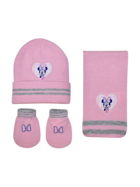 Stamion Kids Beanie Set with Scarf & Gloves Knitted Pink