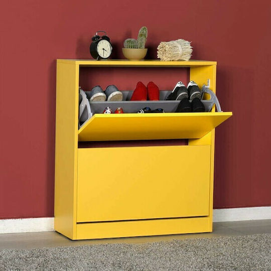 Suport pentru pantofi Flat Duo cu 2 Rafturi Galben L73xW26xH84cm