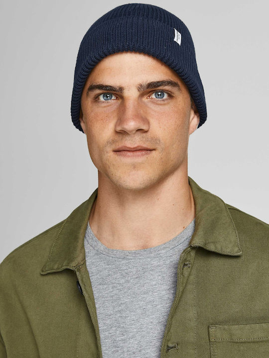 Jack & Jones Beanie Beanie with Rib Knit in Navy Blue color