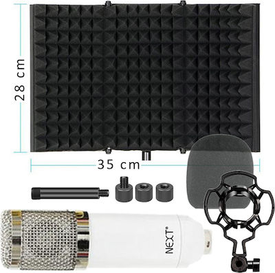 Next Condenser (Large Diaphragm) XLR Microphone Kit Vocal Booth Pro Shock Mounted/Clip On Mounting Voice in White Color