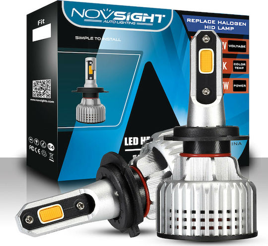 NovSight Λάμπες Αυτοκινήτου & Μοτοσυκλέτας H7 LED 3000K Θερμό Λευκό 12-24V 72W 2τμχ