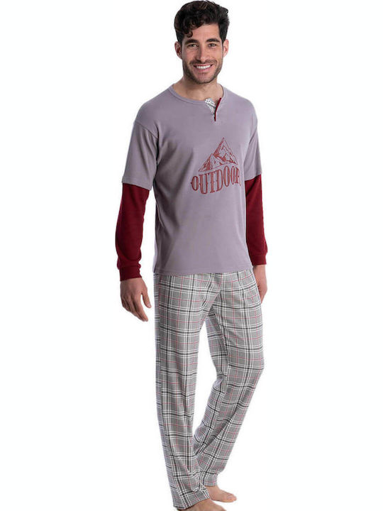 Rachel Men's Winter Cotton Checked Pajamas Set Elephant