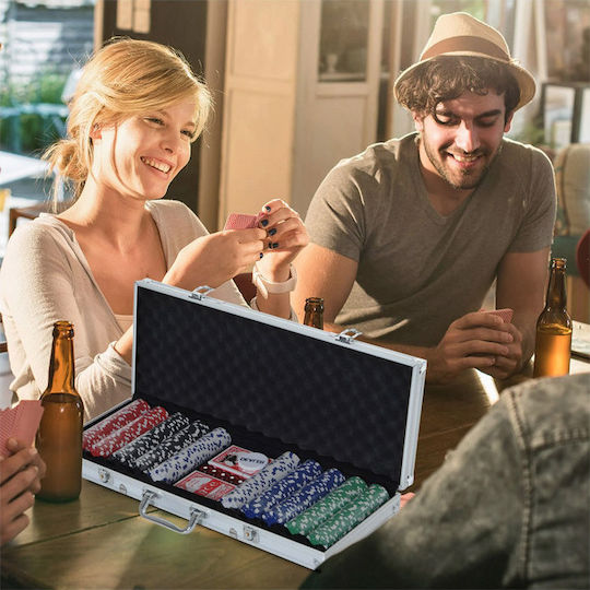HomCom Σετ 250 Μάρκες Poker σε Βαλίτσα με 2 Τράπουλες