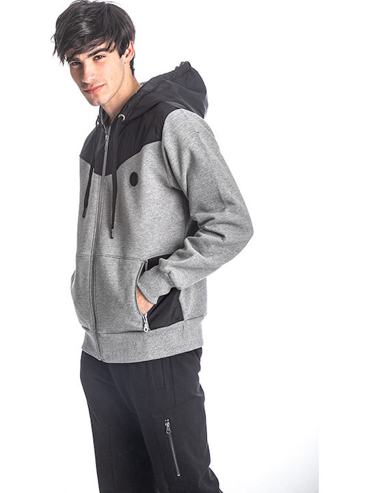 Paco & Co Men's Sweatshirt Jacket with Hood and Pockets Gray