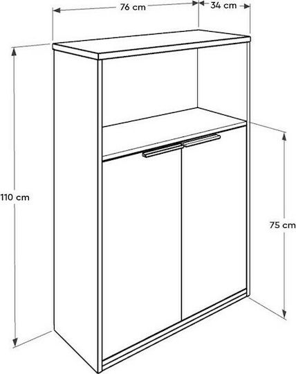 Office Storage Cabinet Wooden Walnut / White 76x34x111cm