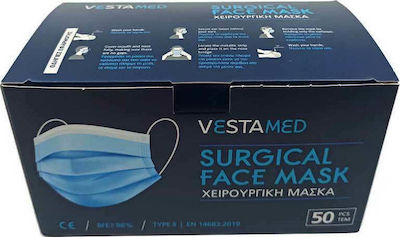 Vestamed Surgical Mask BFE >98% Type II EN14683:2019 Protective Mask Non-Reusable Type II Surgical Blue 10x50pcs