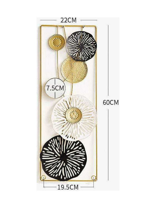 Led7 Decorative Wall Decor made of Metallic Flower Gold/Black 101326 22x2x60cm 1pcs