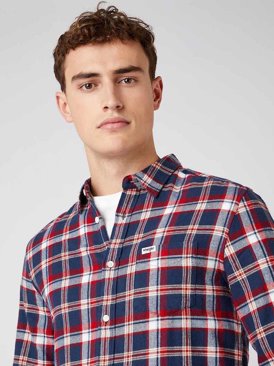 Long-sleeved Flannel Shirt Checked Red