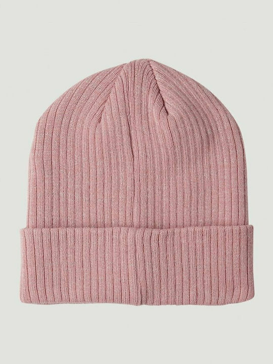 Beanie Γυναικείος Σκούφος με Rib Πλέξη σε Ροζ χρώμα
