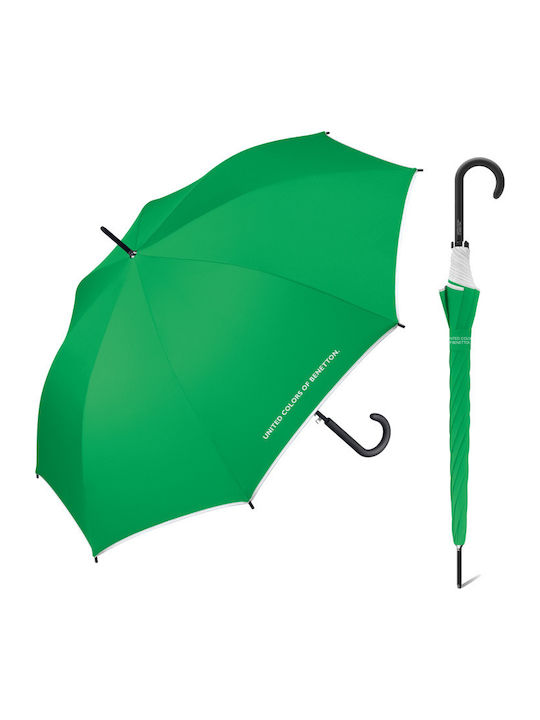 Benetton Automat Umbrelă de ploaie cu baston de mers pe jos Verde