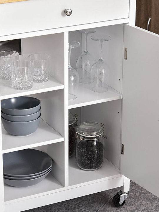 HomCom Wooden Kitchen Trolley 5 Tiers White 66x39.5x86.5cm