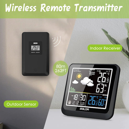 Baldr B0336 Wireless Digital Weather Station Tabletop Black